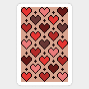 Pixel heart pattern red and brown Sticker